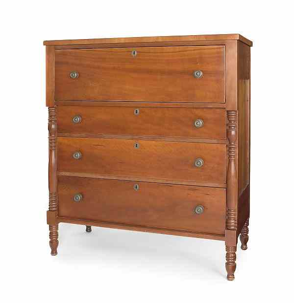 Appraisal: Pennsylvania Sheraton cherry chest of drawers early th c h