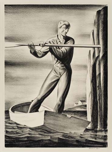 Appraisal: ROCKWELL KENT Boatman Lithograph x mm x inches full margins