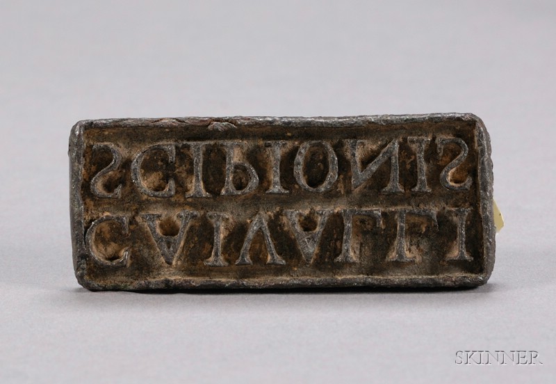 Appraisal: Bronze Stamp Roman nd century inscribed Scipionis Caivalli lg in