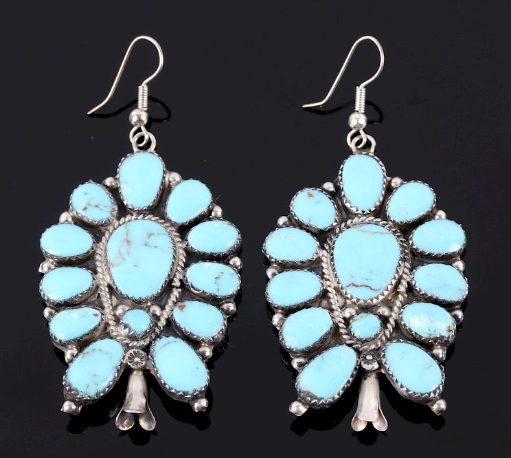 Appraisal: Navajo Sleeping Beauty Turquoise Earrings For your bidding pleasure are