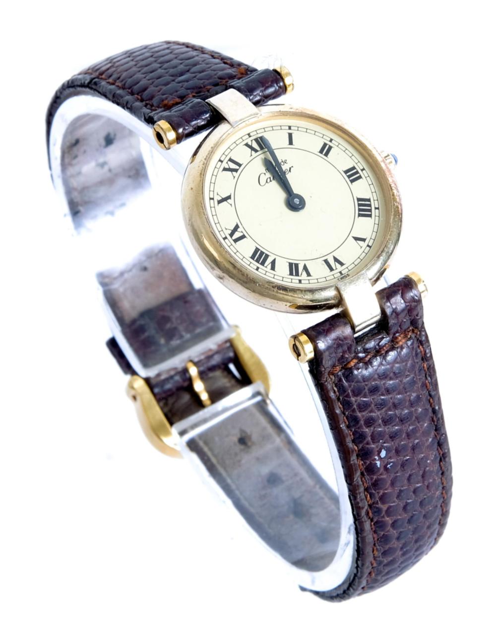 Appraisal: MUST DE CARTIER STERLING VERMEIL WATCHMust de Cartier Sterling with