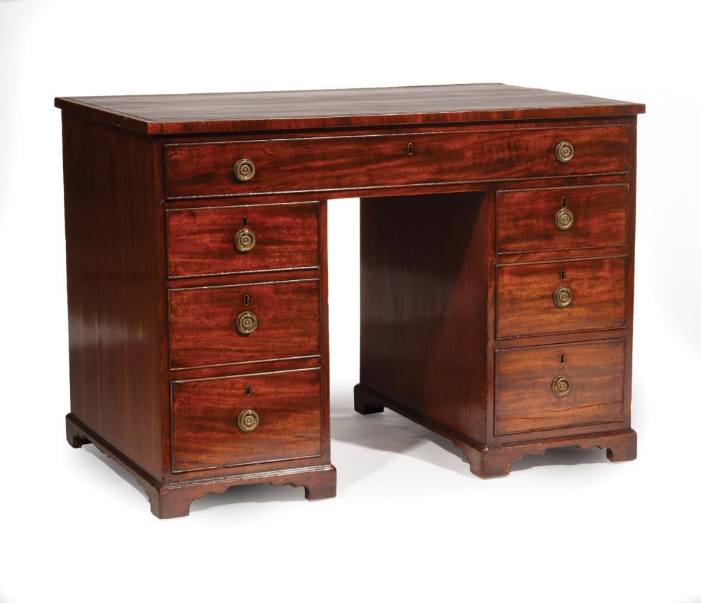 Appraisal: George III Mahogany Kneehole Desk th c later inset leather