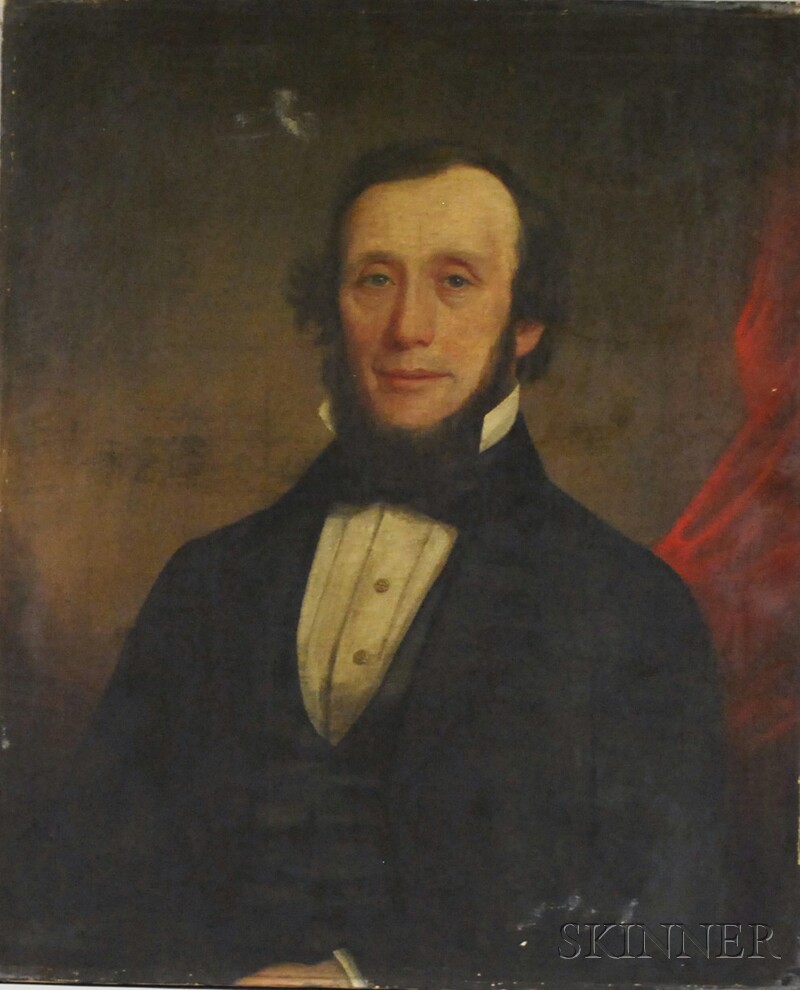 Appraisal: th Century American School Oil on Canvas Portrait of Gentleman