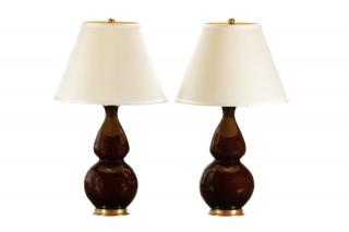 Appraisal: Pair Christopher Spitzmiller Double Gourd Lamps Christopher Spitzmiller American founded