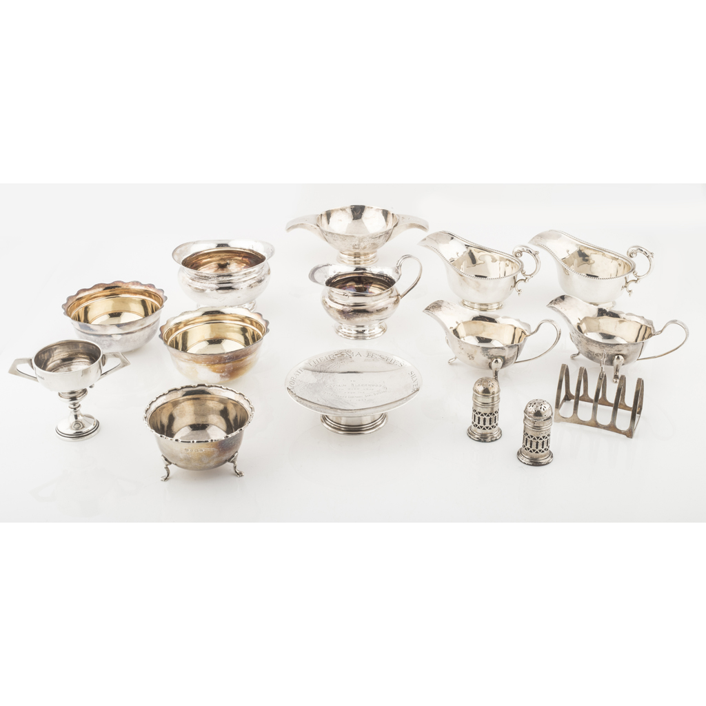 Appraisal: A collection of miscellaneous silver to include five sauce boats