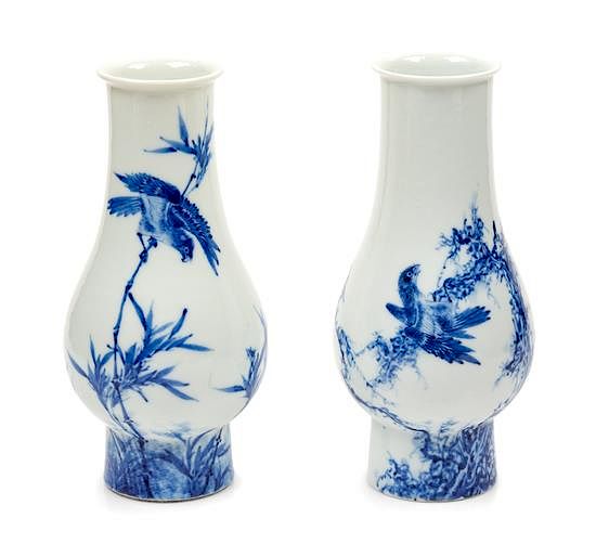 Appraisal: Two Blue and White Porcelain Vases Height inches Two Blue