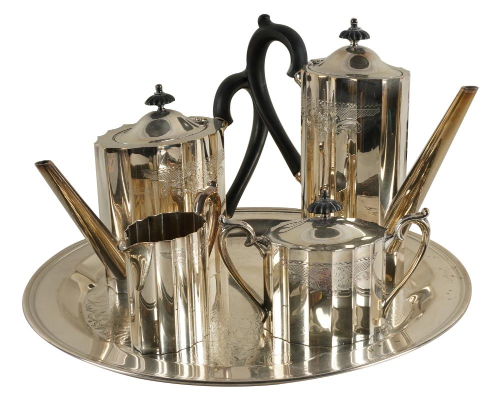 Appraisal: AMERICAN SILVERPLATE BEVERAGE SERVICEmarked for Lunt comprising a coffee pot