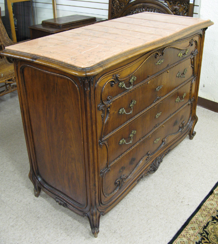 Appraisal: LOUIS XV STYLE WALNUT CHEST OF DRAWERS Continental th century