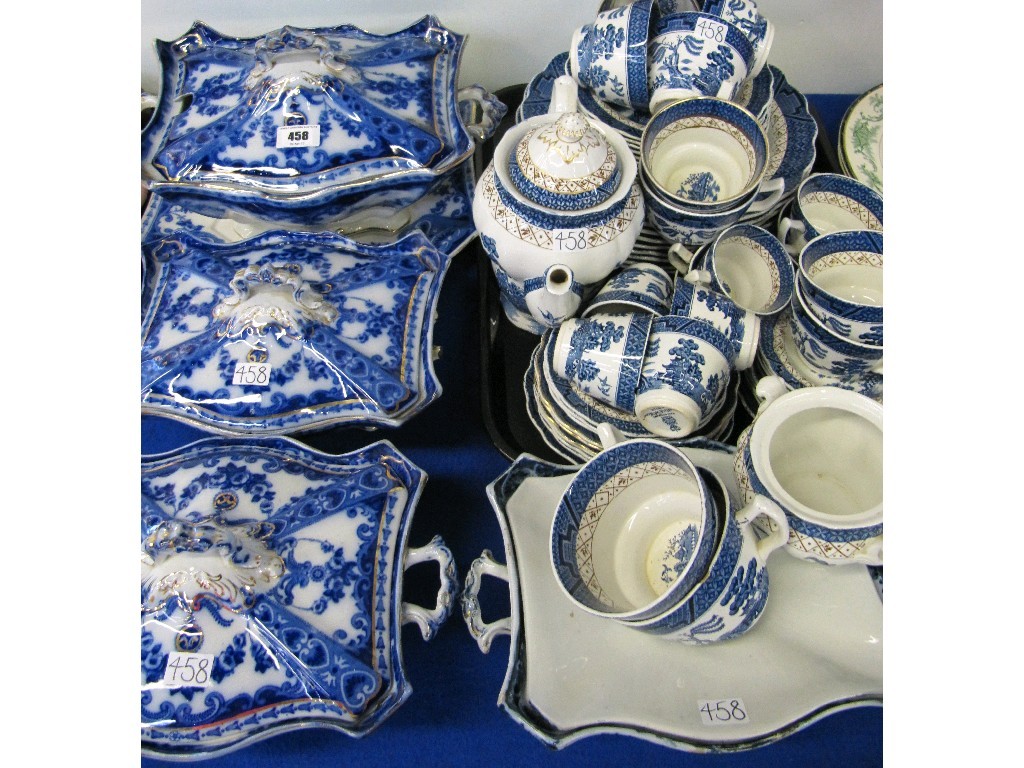 Appraisal: Lot comprising three blue and white tureens and assorted Booths