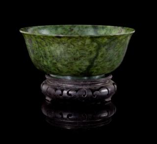 Appraisal: A Carved Spinach Jade Bowl Diameter inches A Carved Spinach