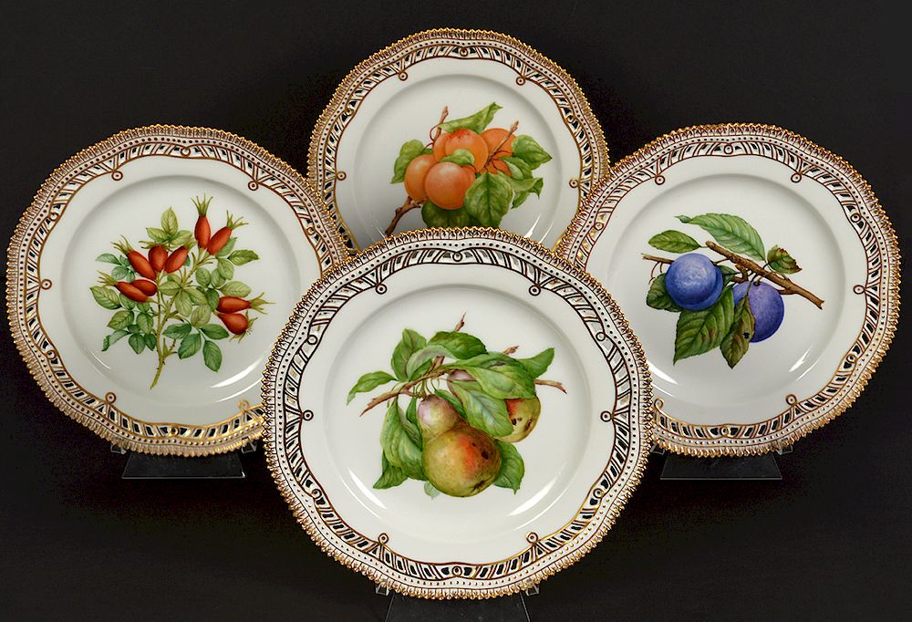 Appraisal: Royal Copenhagen Flora Danica Luncheon Plates Set of Royal Copenhagen