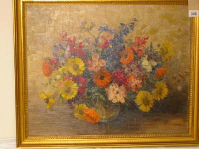 Appraisal: H V SIMMONS Still Life with Flowers in a Glass