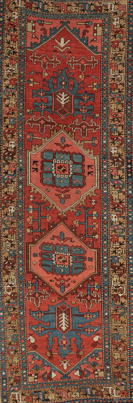 Appraisal: Heriz Rug First Quarter th Century Red ground with herati