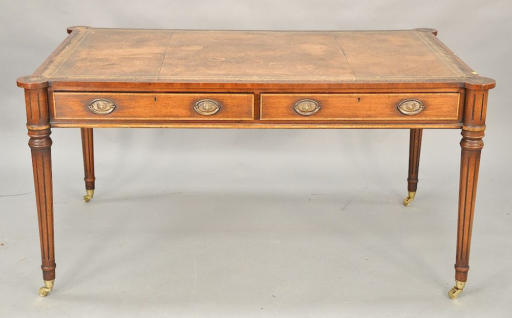 Appraisal: Louis XVI style partner's writing table with leather top and