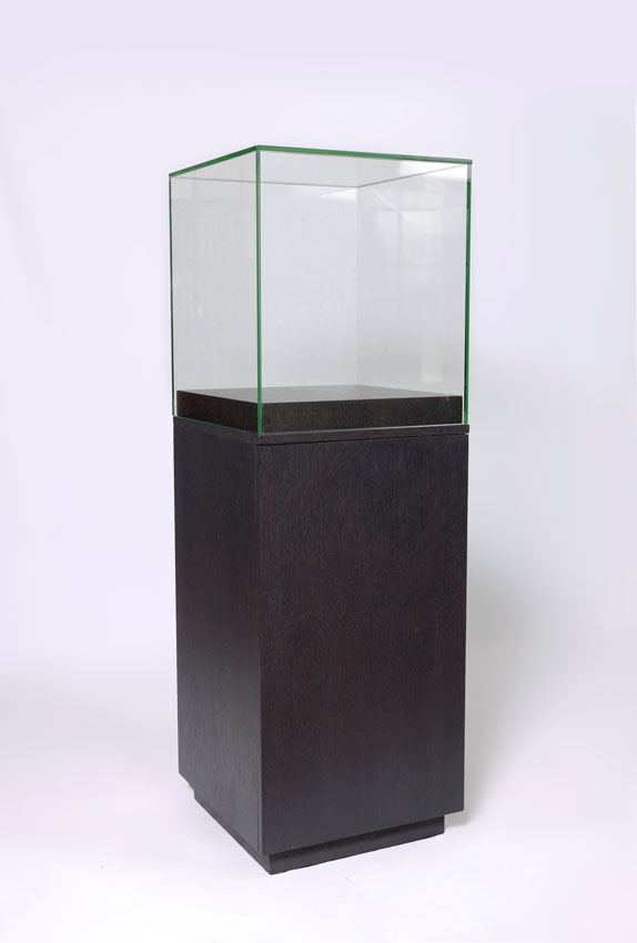 Appraisal: GLASS AND WOOD DISPLAY CASE Black painted wood base with