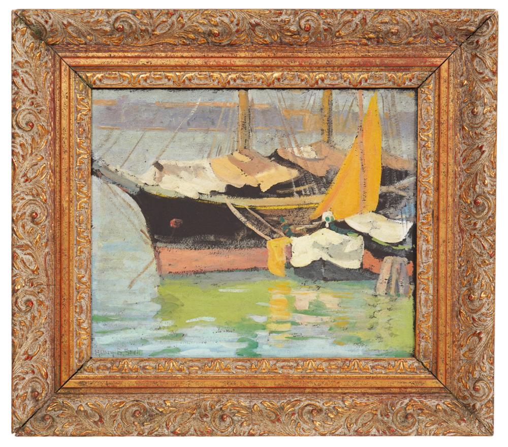 Appraisal: HENRY BAYLEY SNELL AMERICAN HARBOR OIL PAINTINGHenry Bayley Snell American