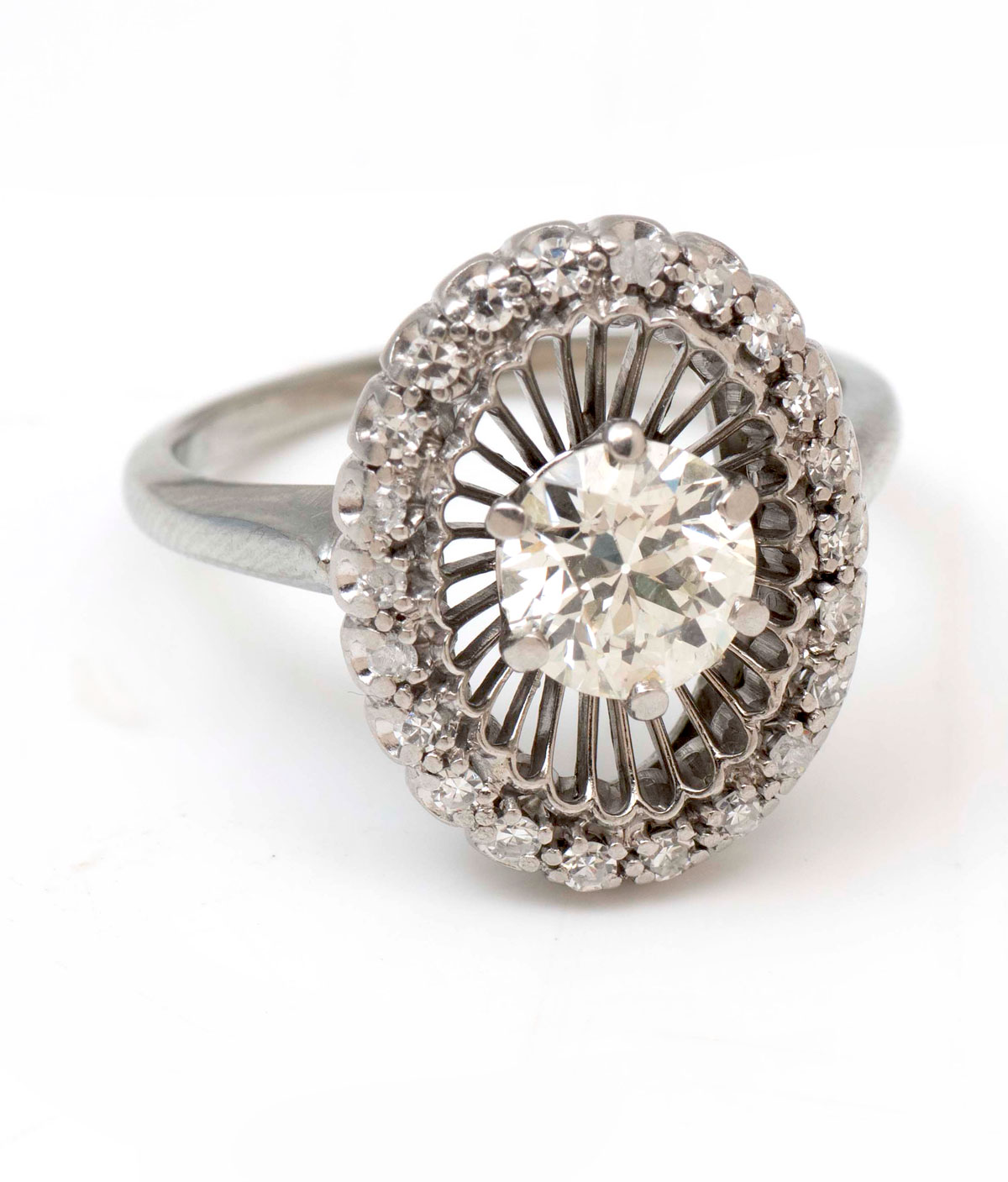 Appraisal: K CTW ART DECO FILIGREE DIAMOND RING K spines radiate