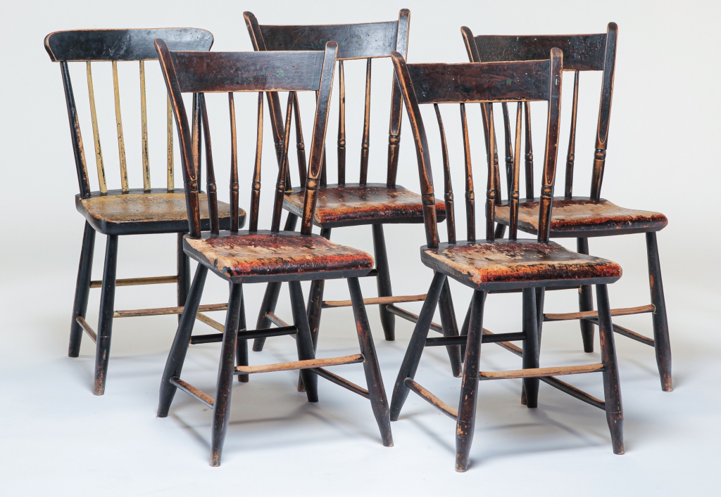 Appraisal: FIVE AMERICAN CHAIRS Second half th century A set of