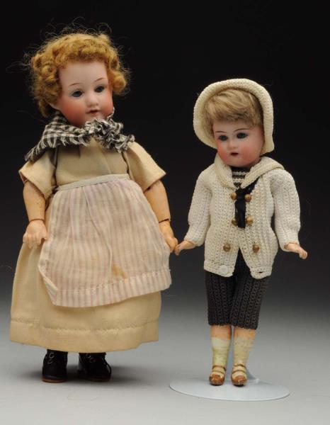 Appraisal: Lot Of German Bisque Dolls Both with bisque heads sleeping