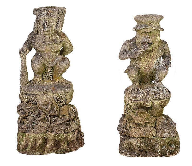 Appraisal: Pair of Fine Stone Garden Monkeys Continental late th early