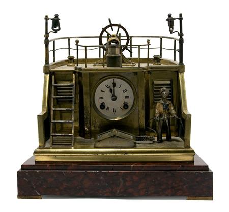 Appraisal: Gilt and Black Painted Metal Desk Clock Estimate -