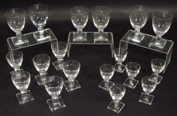 Appraisal: Suite of eighteen Orrefors glasses of three graduated sizes each