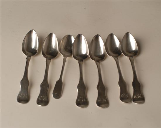 Appraisal: Six Russian Sterling and One American Coin Silver Teaspoons the