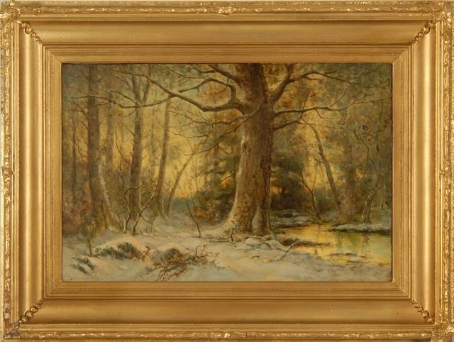 Appraisal: DUBOIS FENELON HASBROUCKAmerican - Luminous forest interior Signed and dated