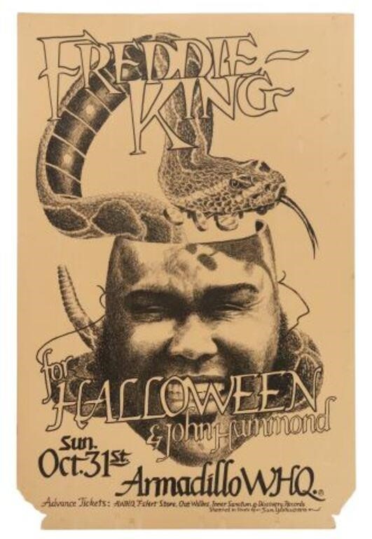 Appraisal: Armadillo World Headquarters Freddie King Halloween concert poster featuring John