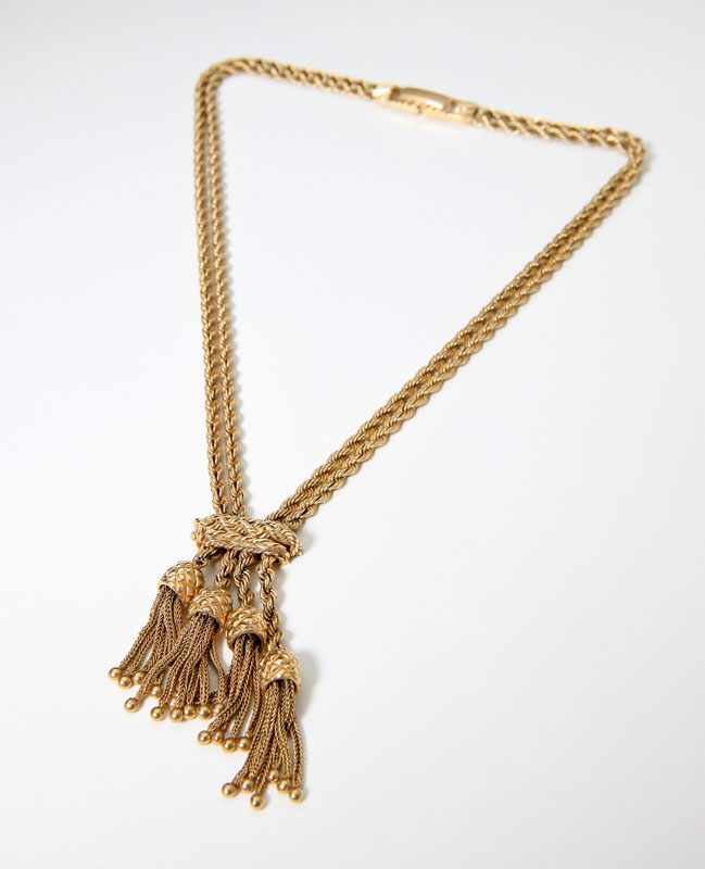 Appraisal: K yellow gold rope chain with tassels '' gms