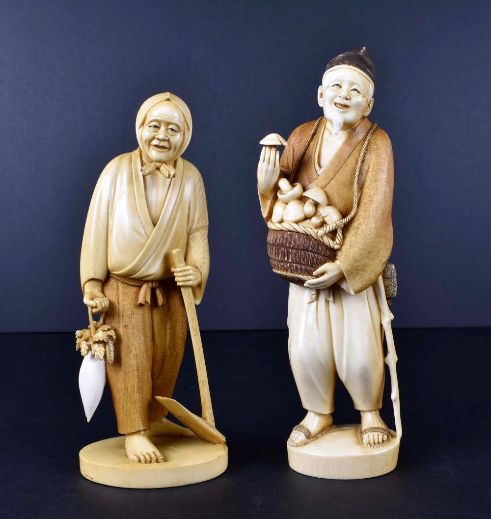 Appraisal: TWO JAPANESE FIGURAL OKIMONOMeiji period Each signed on a tablet