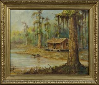 Appraisal: Don Reggio Louisiana Cabin in the Cypress Swam Don Reggio