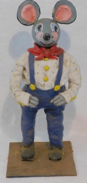 Appraisal: LATE TH C FIBERGLASS CLOWN MOUSE SOME PAINTis cracking paint