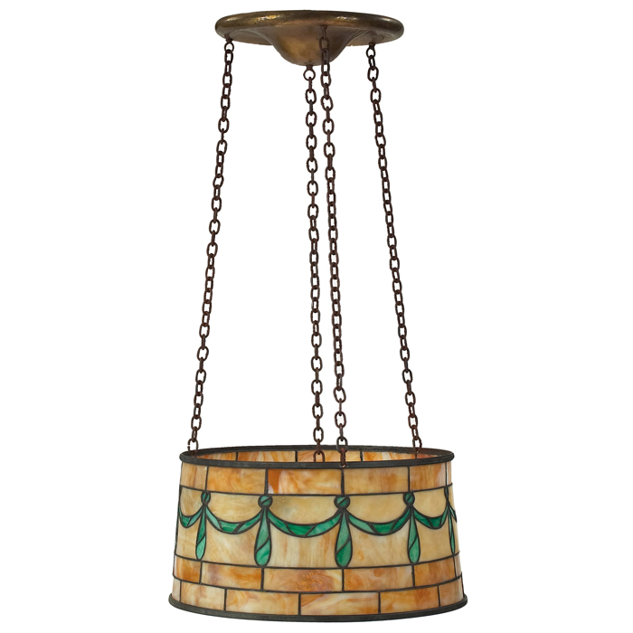 Appraisal: Arts and Crafts hanging fixture circular fixture with a geometric