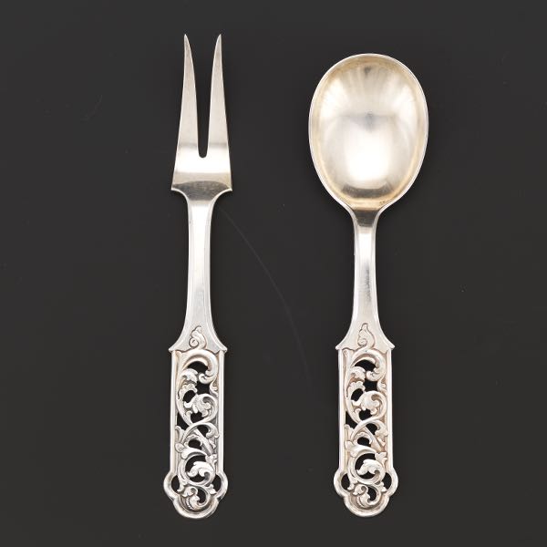 Appraisal: SILVER SCANDINAVIAN SPOON AND FORK Scandinavian serving spoon and fork