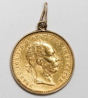 Appraisal: Austrian pure gold coin set as a jewelry pendant in