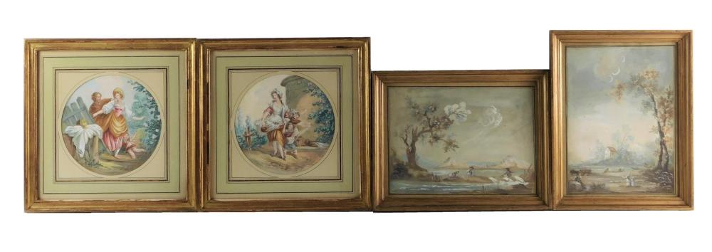 Appraisal: Four watercolor and gouache paintings on paper all framed behind