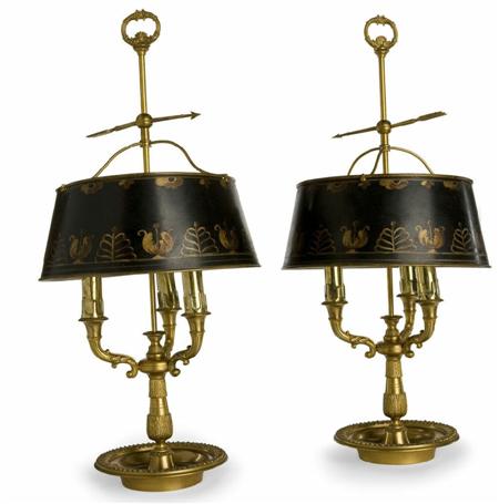 Appraisal: A pair of French th century gilt metal and tole