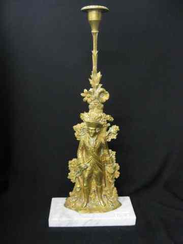 Appraisal: Cornelius Figural Brass Candlestick soldier '' tall marble base