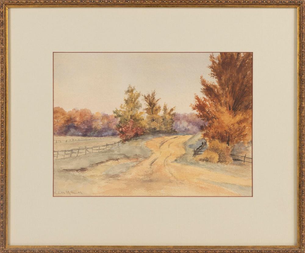 Appraisal: EDITH M SMITH AMERICA TH CENTURY A COUNTRY ROAD WATERCOLOR