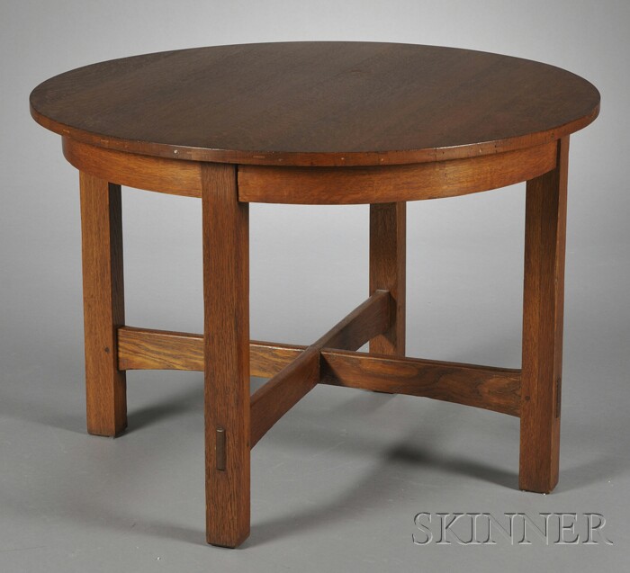 Appraisal: Arts Crafts Table Oak New York early th century Circular