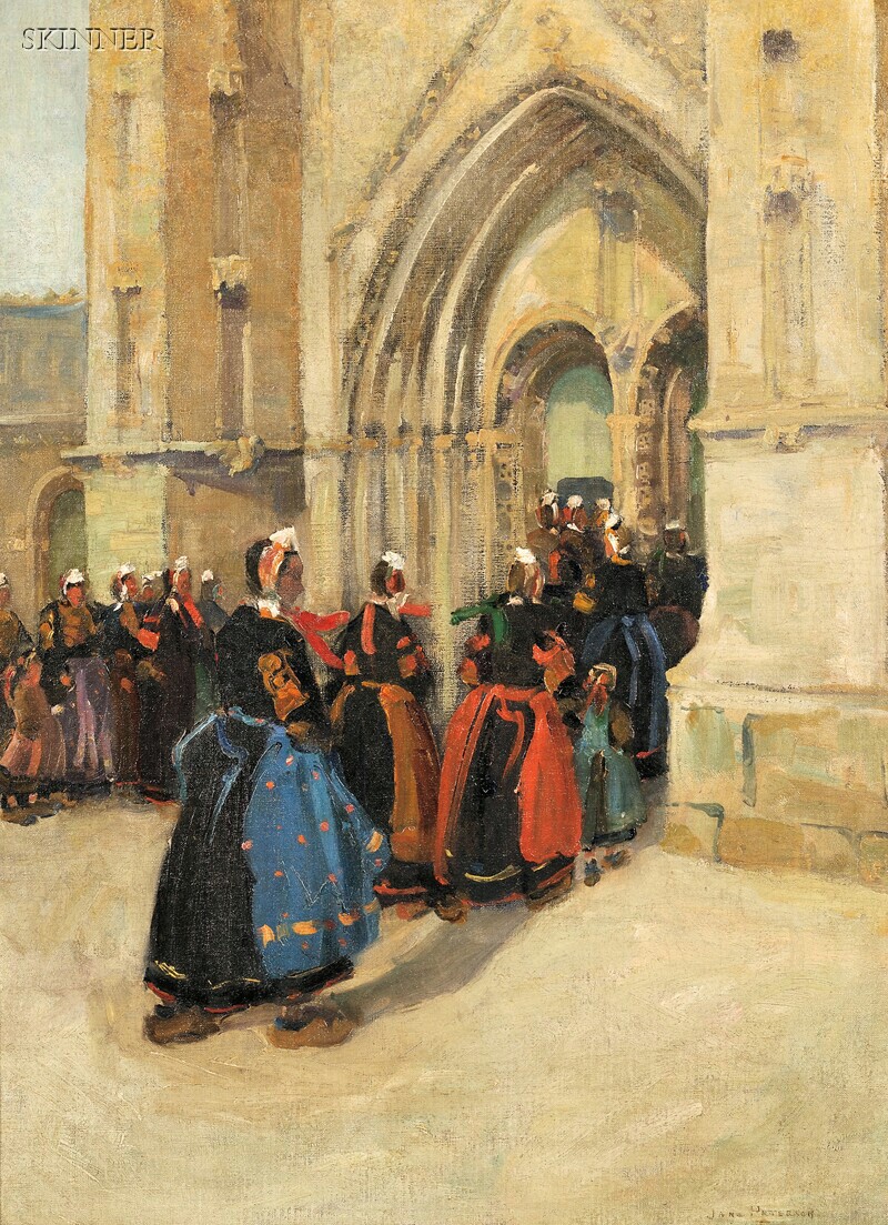 Appraisal: Jane Peterson American - Church Procession in Brittany Signed JANE