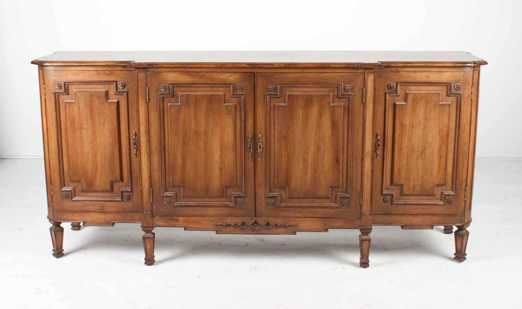 Appraisal: Louis XVI style walnut buffet th century breakfronted with four