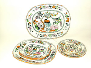 Appraisal: Ashworth Bros part dinner service with painted and transferred decoration