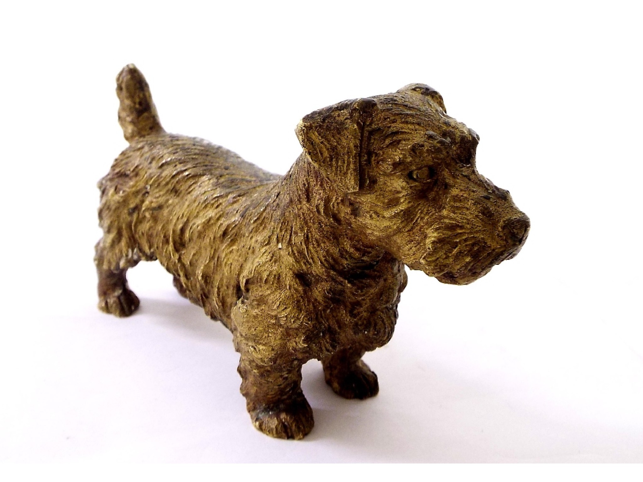 Appraisal: Gilt bronze study of a standing terrier possibly Austrian long