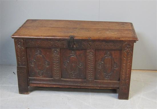 Appraisal: th century oak coffer of plank construction h w d