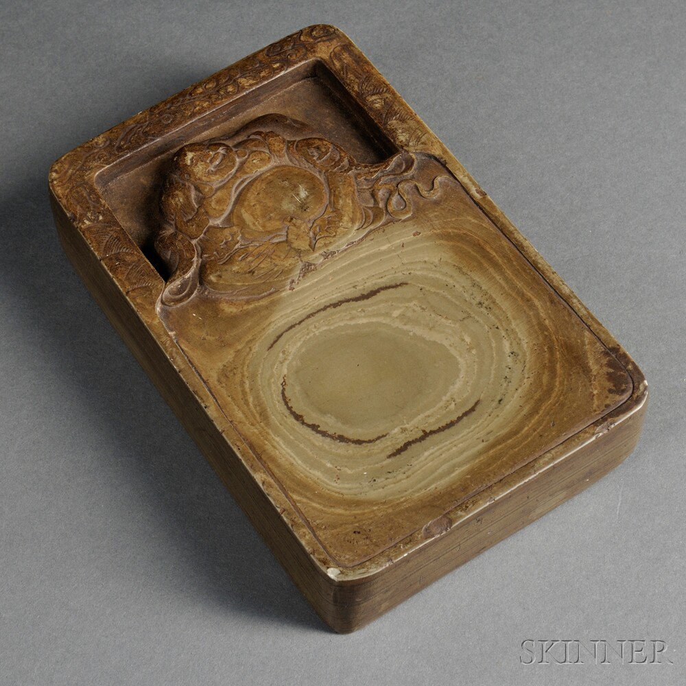 Appraisal: Inkstone China th century rectangular with rounded corners and a