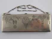 Appraisal: A Russian silver purse with internal divisions cabochon thumb piece