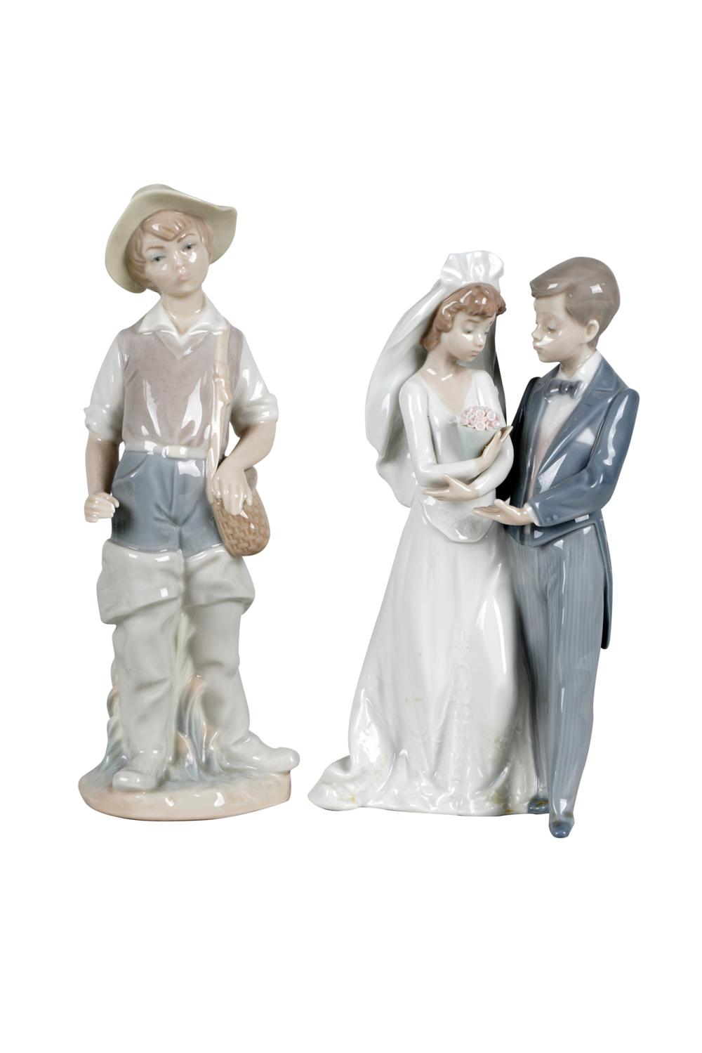 Appraisal: TWO LLADRO FIGURINEScomprising wedding couple and girl with purse Condition