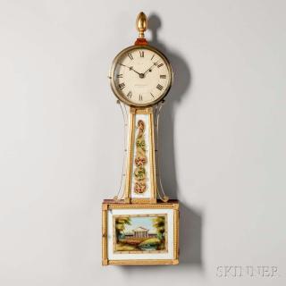 Appraisal: Joshua Wilder Gilt-front Patent Timepiece or Banjo Clock Joshua Wilder